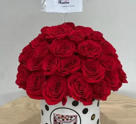 domo-rosas-rojas-premium-box-blanco-lunares-negros-floreria-katia-tapachula