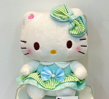 peluche-hello-kitty-sanrio-vestido-verde-menta-rayas-mono-celeste-perla-floreria-katia-tapachula