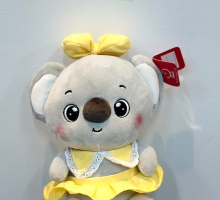 peluche-koala-kawaii-vestido-amarillo-cuello-encaje-mono-cabeza-floreria-katia-tapachula