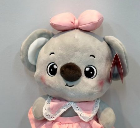 peluche-koala-kawaii-vestido-rosa-cuello-encaje-mono-cabeza-floreria-katia-tapachula